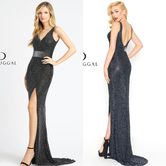 Mac Duggal Dresses Mac Duggal Sleeveless Beaded Gown In Gunmetal Poshmark